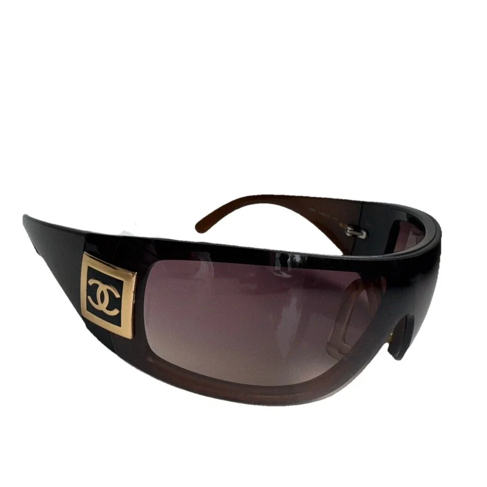 Chanel Shield 5085 Sunglasses Brown Gradient CC Logo Oversized Y2K Designer COA - Picture 3 of 16